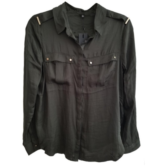 Green Button Up Button-down Top - Picture 1 of 3